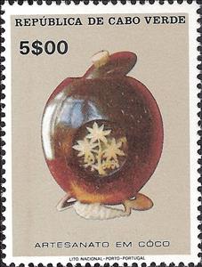 Stamp, Crafts in Coconut, Cabo Verde,  