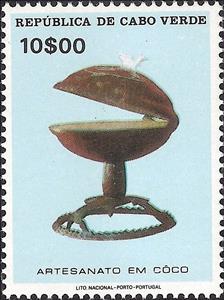 Stamp, Crafts in Coconut, Cabo Verde,  