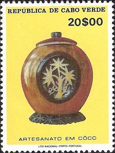 Stamp, Crafts in Coconut, Cabo Verde,  