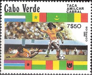 Stamp, Goal scene, flags, Cabo Verde,  , Football (Soccer)