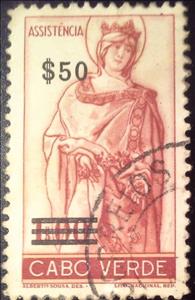 Stamp, Queen St. Isabel, Surcharged with new value, Cabo Verde,  