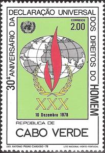 Stamp, 30th Anniversary of the Universal Declaration of Human Right, Cabo Verde,  