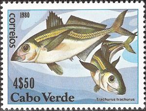 Stamp, Mediterranean Horse Mackerel (Trachurus trachurus), Cabo Verde,  , Animals (Fauna), Fishes