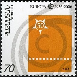 Stamp, 50th Anniversary of First Stamps Europa., Armenia,  
