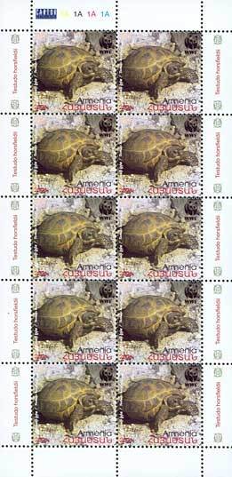 Mini Sheet, Mini Sheet with 10x Horsfield's Tortoise (Testudo horsfieldi, Armenia,  , WWF, Turtles