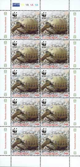 Mini Sheet with 10x Horsfield's Tortoise (Testudo horsfieldi