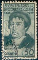 Stamp, 500 Years of discovery from port. Guinea - Nuno Tristao, Portuguese colonies and territories in Africa,  