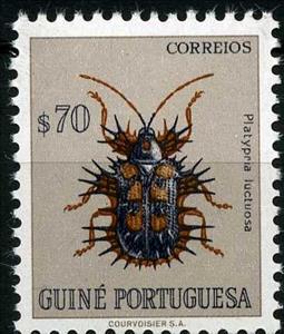 Stamp, Leaf Mining Beetle (Platypria luctuosa), Portuguese colonies and territories in Africa,  , Insects, Animals (Fauna)