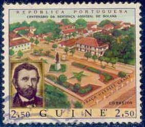 Stamp, City Bolama and US President Grant, Portuguese colonies and territories in Africa,  