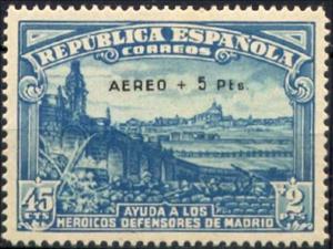 Stamp, Defence of Madrid Overprint, Spain,  , Bridges, City Walls, Townscapes / City Views