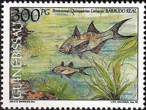 Stamp, Royal Threadfin (Pentanemus quinquarius), Guinea-Bissau,  