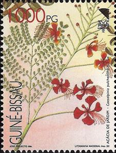 Stamp, Ornamental Trees - 92 Lubrapex, Guinea-Bissau,  