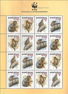 Mini Sheet, Western Red Colobus (Procolobus badius ssp. temminckii), Guinea-Bissau,  , WWF, Monkeys