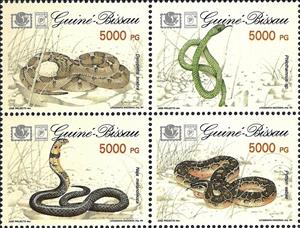 Se-tenant, Snakes - Tenant with MiNo. 1211-14, Guinea-Bissau,  , Snakes