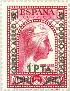 Stamp, Black Virgin of  Montserrat Overprint, Spain,  