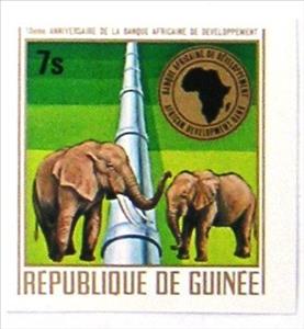 Stamp, African Elephant (Loxodonta africana), Pipeline, Guinea, Social Democratic Republic,  , Mammals, Elephants, Animals (Fauna)