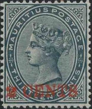 Queen Victoria, surcharged red