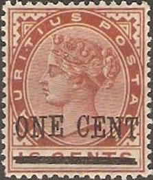 Stamp, Surcharged in Black, Mauritius,  