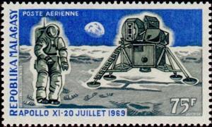 Stamp, Apollo XI, Madagascar,  , Astronomy, Aviation