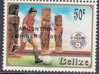 Stamp, Overprinted, Belize,  , Sport, Football (Soccer)