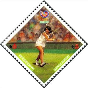Stamp, Women's tennis, Bangladesh,  , Olympic Games, Tennis