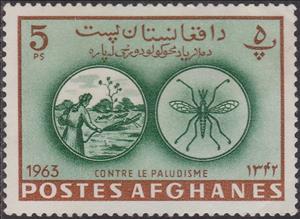 Stamp, Spraying against Anopheles Mosquito (Anopheles sp.), Afghanistan,  , Insects, Medicines, Malaria