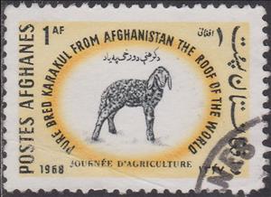 Stamp, Karakul Sheep (Ovis ammon aries), Afghanistan,  , Goats, Animals (Fauna)