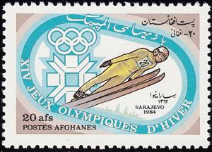 Stamp, Ski Jump, Afghanistan,  , Sport, Olympic Games, Skiing, Winter Sports, Ski-jump