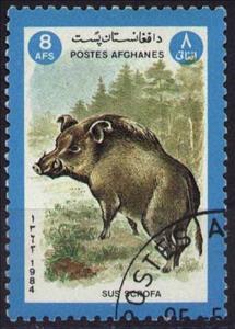 Stamp, Wild boar (Sus scrofa), Afghanistan,  , Mammals, Pigs, Animals (Fauna)