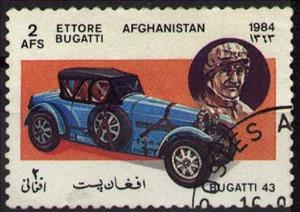 Stamp, Ettore Bugatti, Bugatti Type 43, Afghanistan,  , Cars