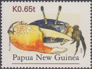 Stamp, Tetragonal Fiddler Crab (Uca tetragonon), Papua New Guinea,  , Crustaceans, Animals (Fauna), Crabs
