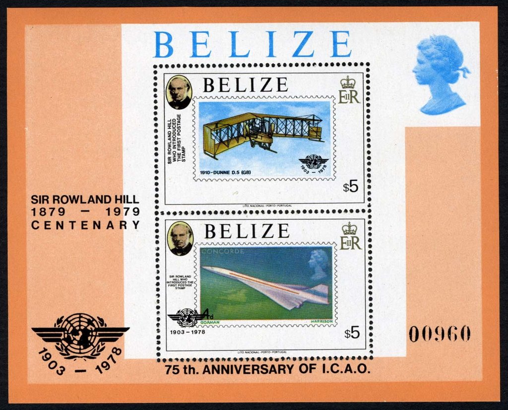 Dunne D. 5, 1910; Great Britain stamp from 1969, Concorde