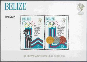Souvenir Sheet, Torch bearers, medals, Belize,  , Olympic Games