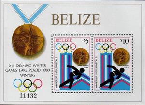 Souvenir Sheet, Sheet of 2, Belize,  , Olympic Games, Speed Skating