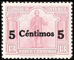 Stamp, Juan Rafael Mora Surcharged in black, Costa Rica,  , Heads of State