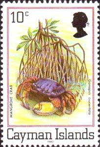 Stamp, Red Mangrove Root Crab (Goniopsis cruentata), Cayman Islands,  , Crabs