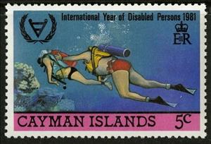 Stamp, Scuba Divers, Cayman Islands,  , Disabled, Diving