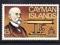 Stamp, Koch,Microscope, Cayman Islands,  , Tuberculosis / TBC
