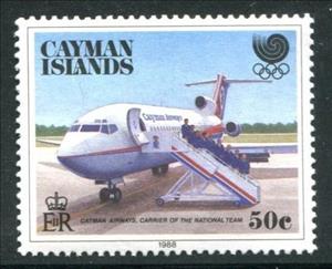 Stamp, Natl Team, Jet, Cayman Islands,  , Olympic Games, Aircrafts
