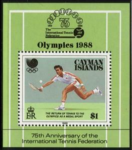 Souvenir Sheet, Tennis, Cayman Islands,  , Sport, Olympic Games, Tennis