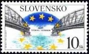 Stamp, Reconstruction of Mária Valéria Bridge, Slovakia,  , Flags, Europe, Bridges