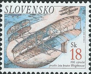 Stamp, 100th Anniv. of the Wright-brothers' flying, Slovakia,  , Aviation, Aircrafts