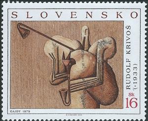 Stamp, Bagpipes, by Rudolf Krivos, Slovakia,  , Musical Instruments, Paintings, Art