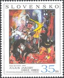 Stamp, Dun Quijote, by Július Jakoby, Slovakia,  , Paintings, Legends, Art