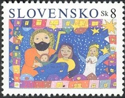Stamp, Christmas, Slovakia,  , Christmas, Religion, Drawings, Children