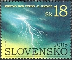 Stamp, World Year of Physics 2005, Slovakia,  , Physics, Weather, International Years, Thunderstorms