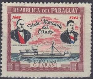 Stamp, Lopez, Gonzalez and Freighter Paraguari, Paraguay,  