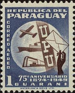Stamp, Symbols of UPU, Paraguay,  