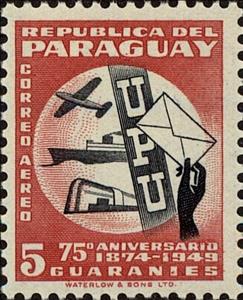 Stamp, Symbols of UPU, Paraguay,  