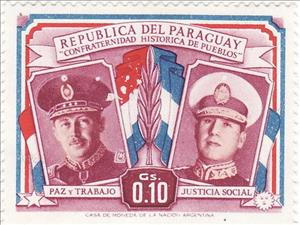 Stamp, President Stroessner and Juan Peron, Paraguay,  